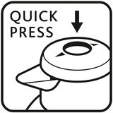 Illustration einer Isolierkanne mit Quick-Press-Verschluss, Draufsicht.