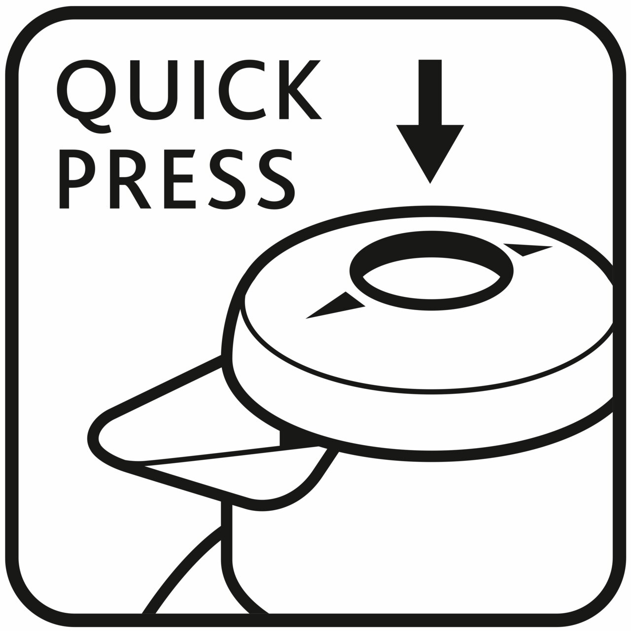 Illustration einer Isolierkanne mit Quick-Press-Verschluss, Draufsicht.