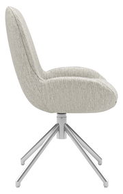 Seitenansicht eines modernen, gepolsterten Stuhls mit Metallbeinen, Modell MR HELVIN von Musterring.