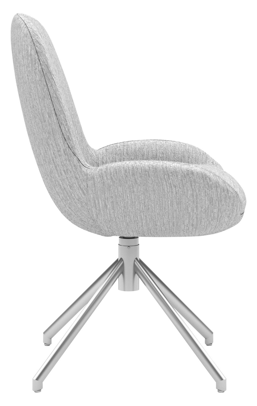 Musterring Stuhl MR HELVIN Seitenansicht eines modernen, gepolsterten Stuhls mit Metallbeinen, Modell MR HELVIN von Musterring.