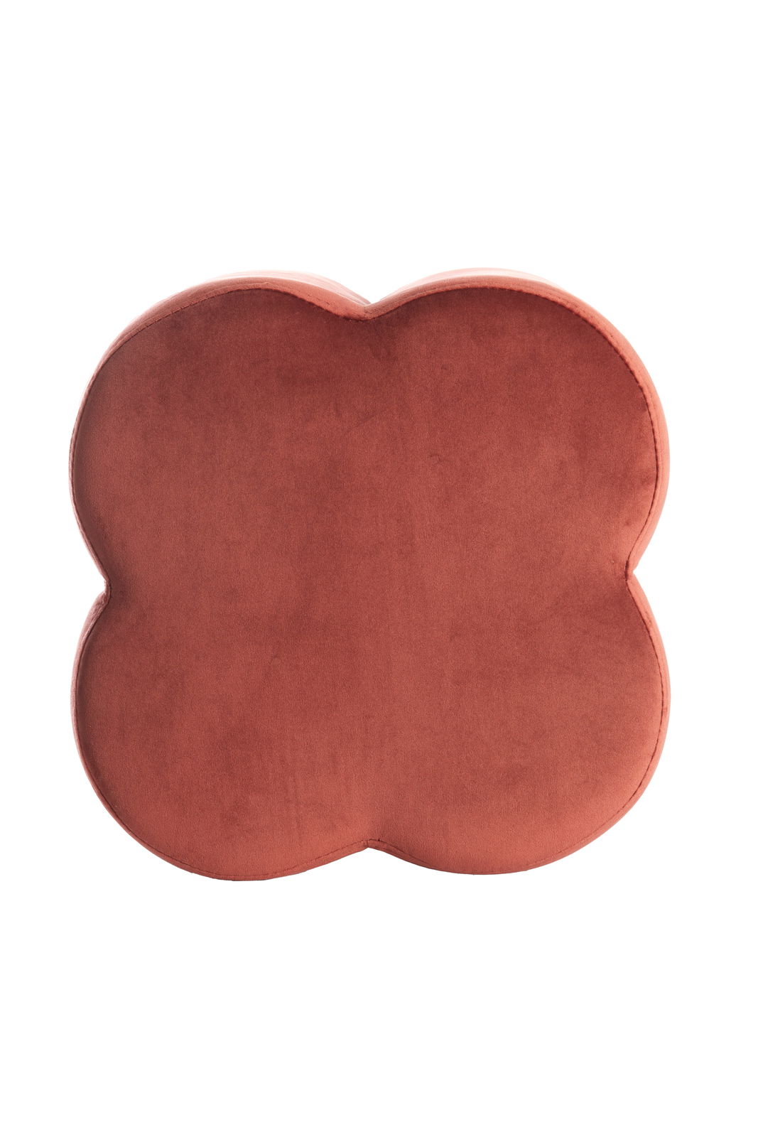 Sitzpuff in Blütenform, Draufsicht, in warmem Rotton