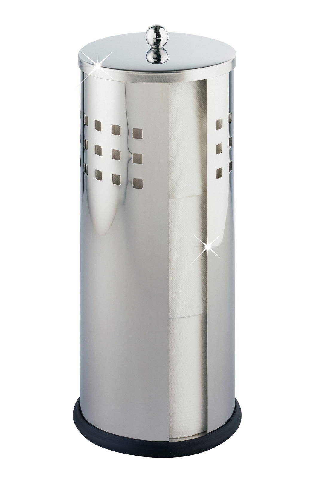 Wenko Toilettenpapier- Ersatzrollenhalter ANCONA Edelstahl Toilettenpapierhalter mit glänzender Oberfläche und quadratischen Aussparungen, seitliche Perspektive