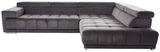 Graues Ecksofa Beldomo Speed SPLIFF S in Frontalansicht mit verstellbaren Kopfstützen und moderner Polsterung.