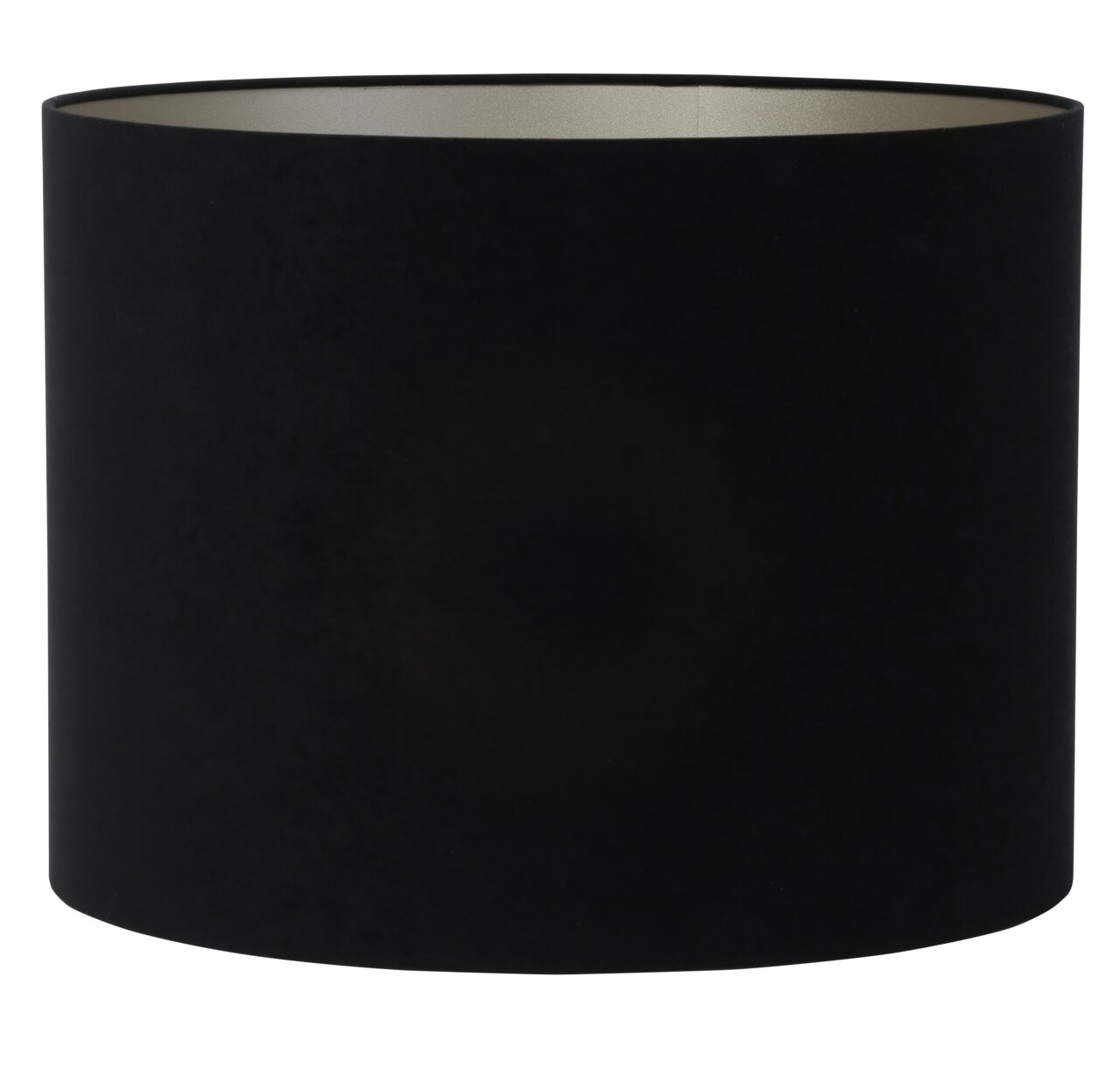 Schwarzer zylindrischer Lampenschirm, seitliche Perspektive