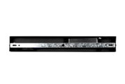 Ansicht von unten auf die LED-Hängeleuchte Dieter Knoll mit schwarzem Gehäuse und Metallhalterung.