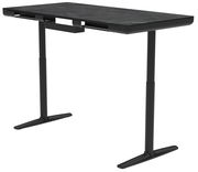 Moderner schwarzer E-Schreibtisch mit höhenverstellbaren Beinen, seitliche Perspektive