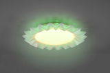 Deckenleuchte LED-DL SUNFLOWER mit sternförmigem Design und grünem Lichtschein, von unten betrachtet.