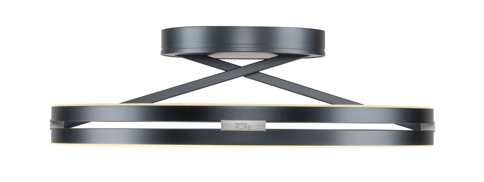 Moderne Deckenleuchte PURE Loop von Paul Neuhaus in schwarzem Design, seitliche Perspektive