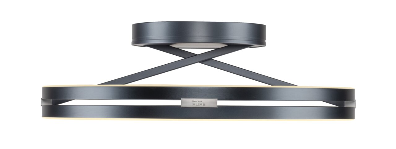 Moderne Deckenleuchte PURE Loop von Paul Neuhaus in schwarzem Design, seitliche Perspektive