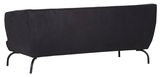 Rückansicht eines schwarzen 3-Sitzer Sofas mit Metallbeinen.