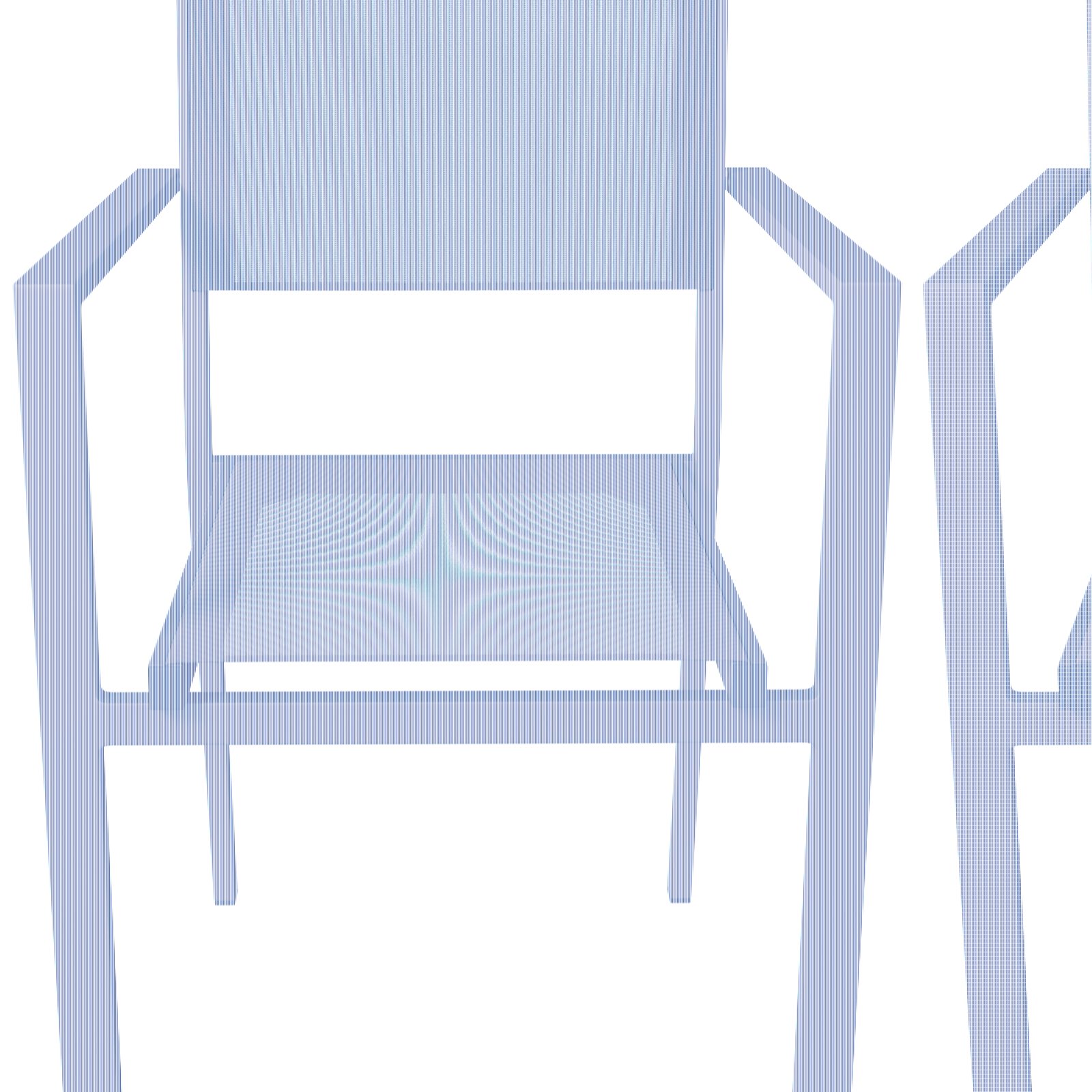 Moderner grauer Stapelsessel aus Metall, Vorderansicht