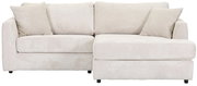 Beige Ecksofa mit zwei Kissen, Vorderansicht