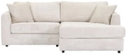 Beige Ecksofa mit zwei Kissen, Vorderansicht