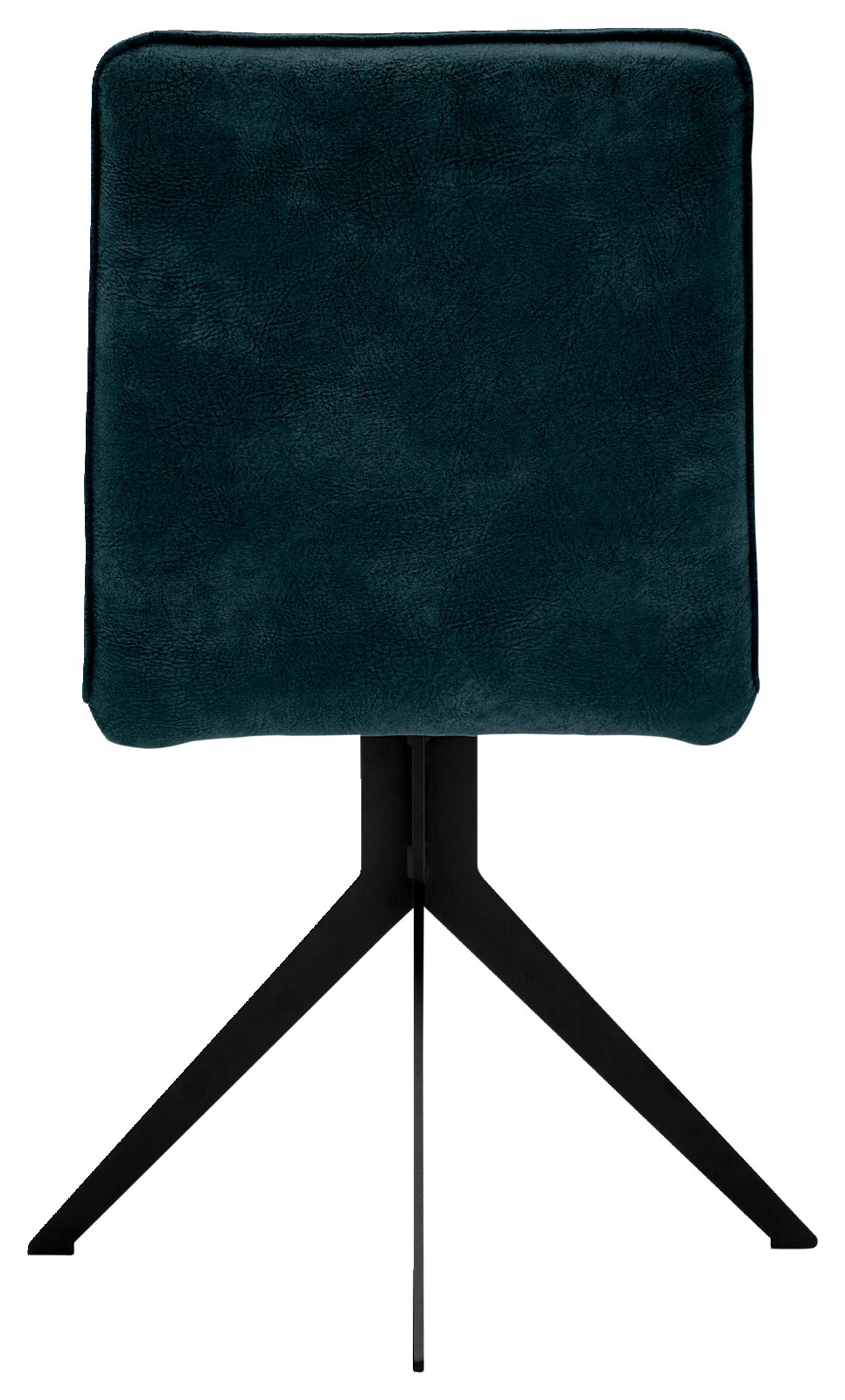 Voleo Stoel MALIBU Achterkant van een moderne stoel met een zwart metalen frame en donkergroene bekleding.