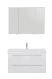 Moderne Badkombination mit Spiegelschrank und Waschbeckenunterschrank, Frontalansicht