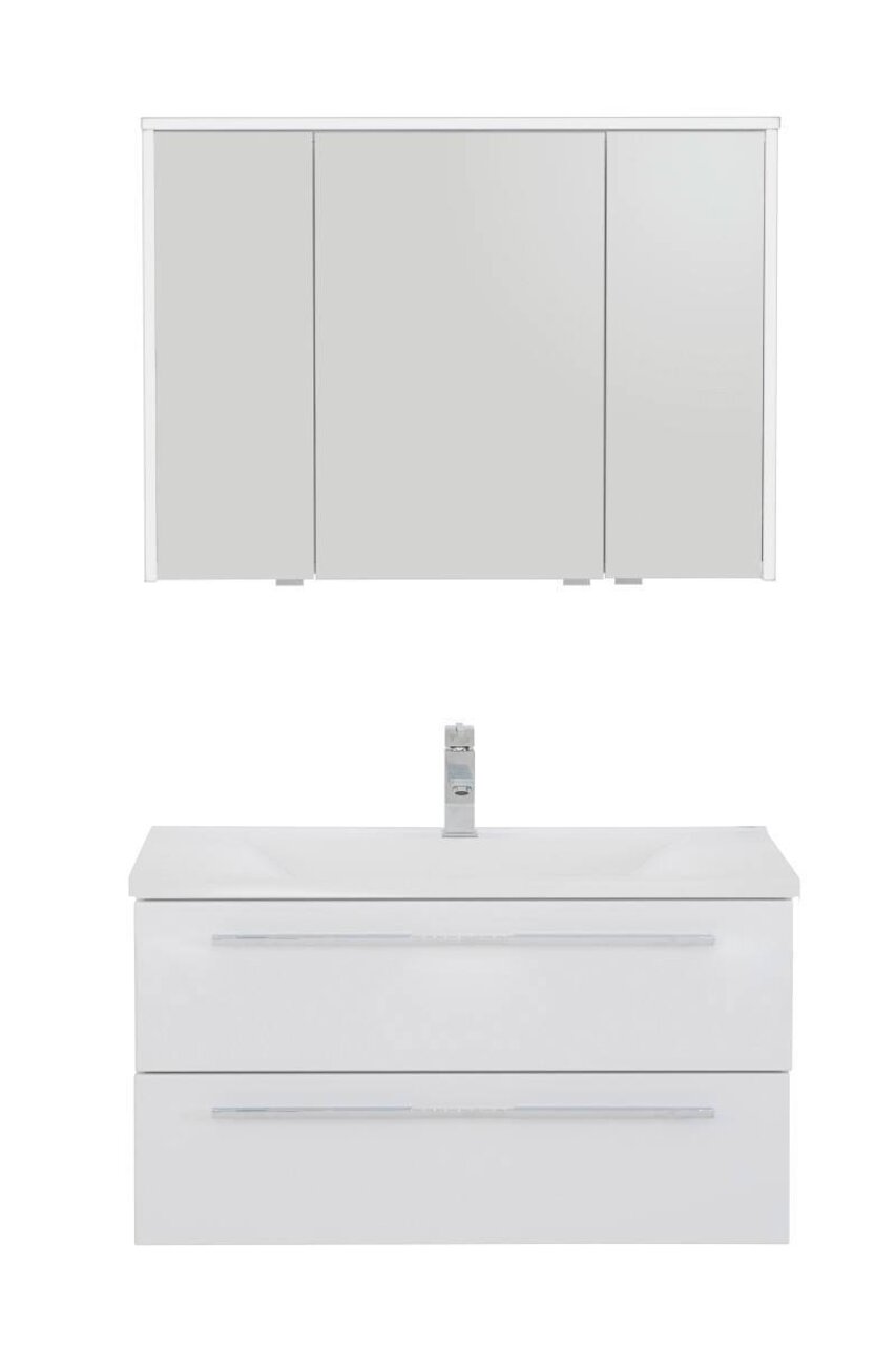 Dieter Knoll Badkombination 3-tlg. AVIANO Moderne Badkombination mit Spiegelschrank und Waschbeckenunterschrank, Frontalansicht