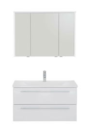 Moderne Badkombination mit Spiegelschrank und Waschbeckenunterschrank, Frontalansicht