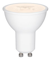 LED Leuchtmittel mit GU10-Sockel, seitliche Perspektive