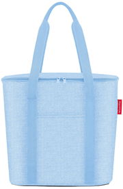 Hellblaue Thermoshopper-Tasche mit Reißverschluss und zwei Tragegriffen, Frontalansicht