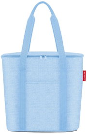 Hellblaue Thermoshopper-Tasche mit Reißverschluss und zwei Tragegriffen, Frontalansicht