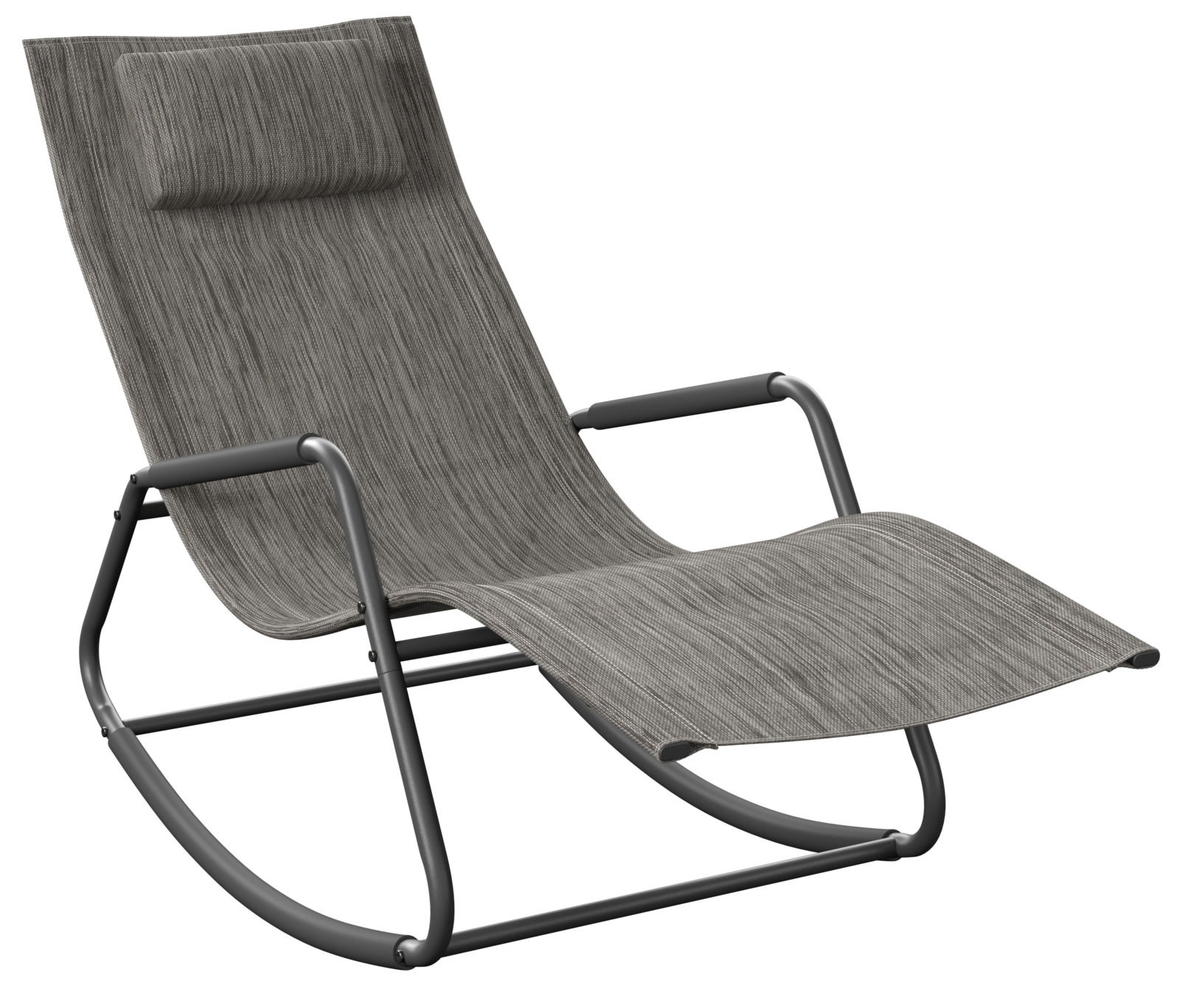 Ambia Garden Schaukelliege KAI Graue Schaukelliege mit Metallrahmen, seitliche Perspektive