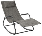Graue Schaukelliege mit Metallrahmen, seitliche Perspektive