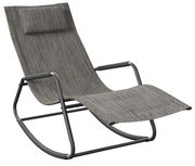 Graue Schaukelliege mit Metallrahmen, seitliche Perspektive