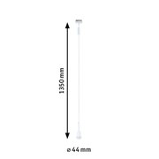 Weißes Basispendel mit einer Länge von 1350 mm und einem Durchmesser von 44 mm, seitliche Ansicht.