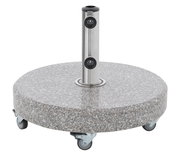Granit-Sonnenschirmständer mit Rollen, seitliche Perspektive