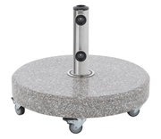Granit-Sonnenschirmständer mit Rollen, seitliche Perspektive