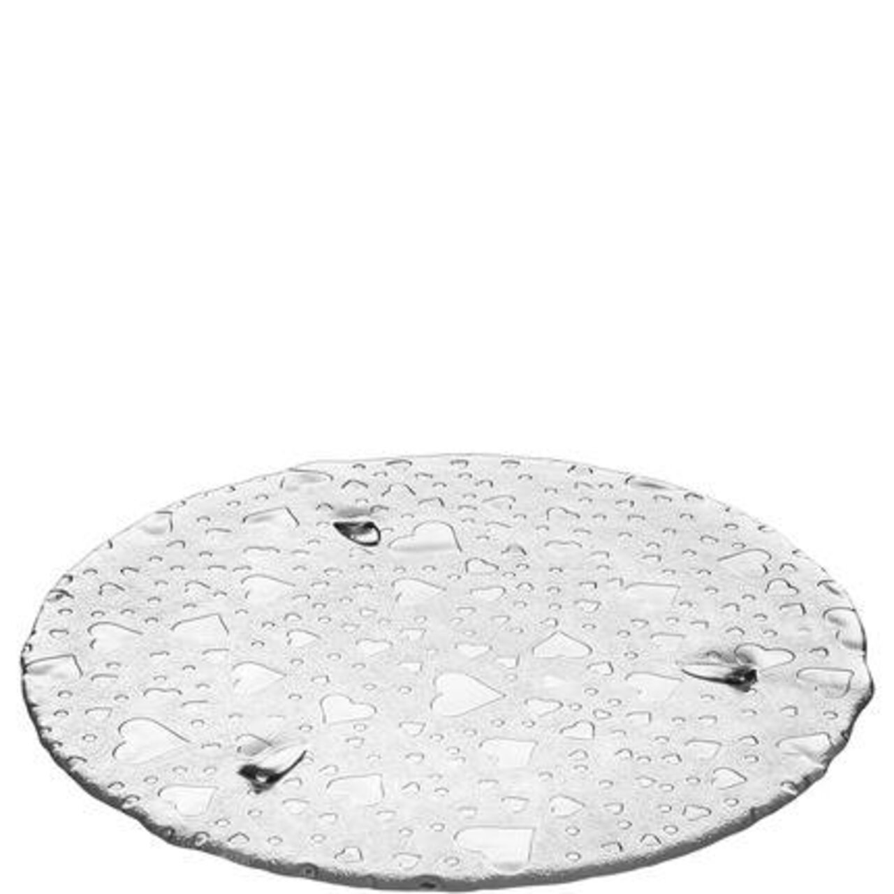 Tortenplatte in Herzoptik, 34 cm, aus Glas, von oben fotografiert