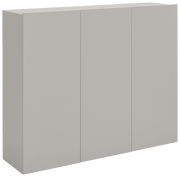 Moderner Hängeschuhschrank in grauer Farbe, dreitürig, seitliche Perspektive