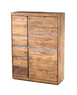 Hochwertiges Highboard aus Holz mit natürlicher Maserung, seitliche Perspektive