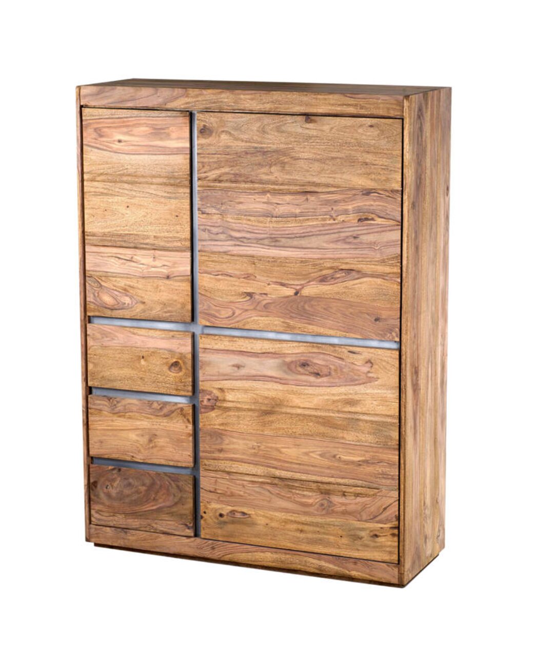 Landscape Highboard I SELONG Hochwertiges Highboard aus Holz mit natürlicher Maserung, seitliche Perspektive