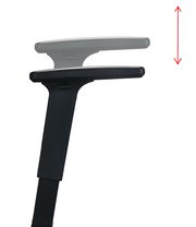 Höhenverstellbare Armlehne eines Gaming-Stuhls, seitliche Perspektive