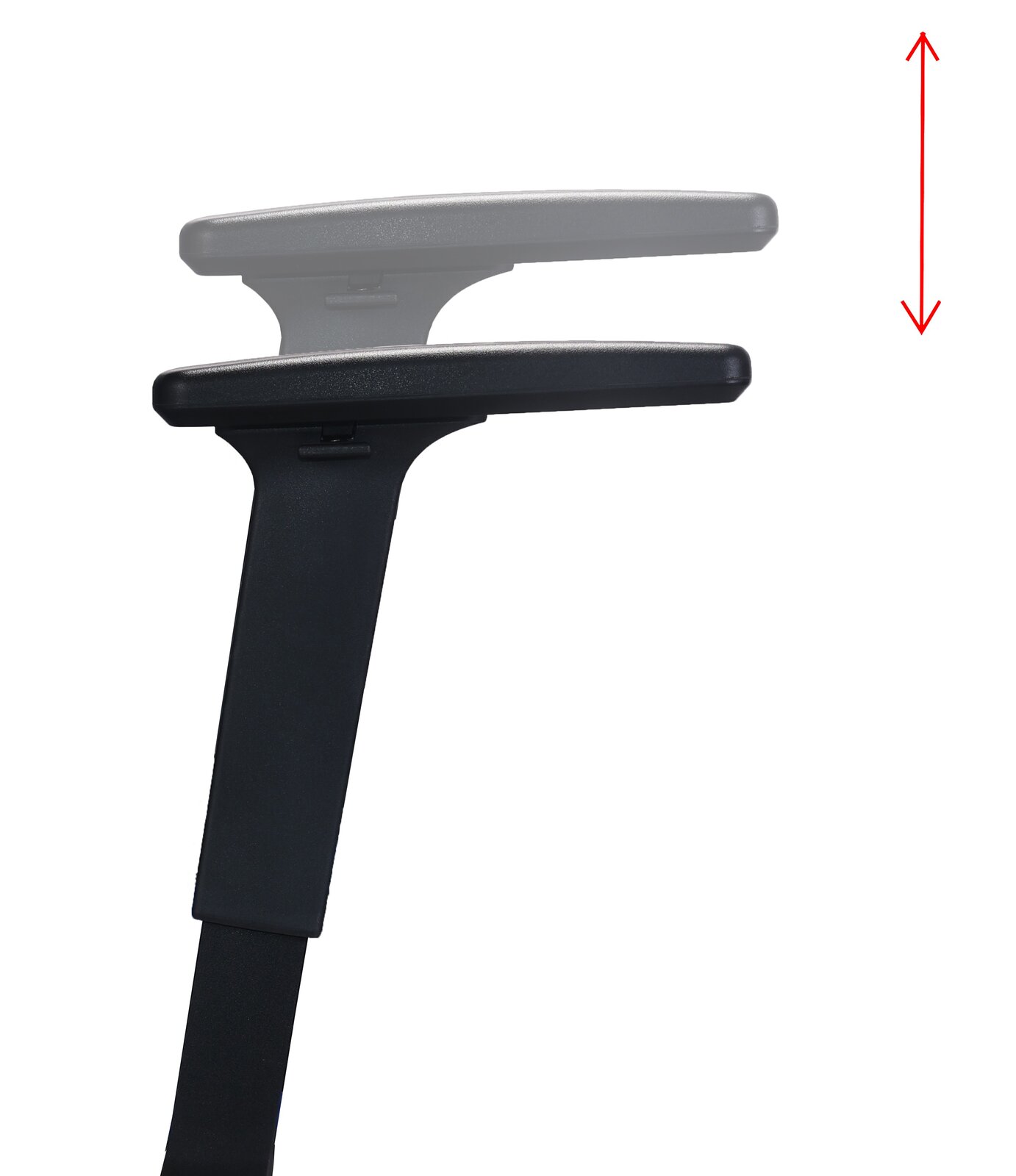 Höhenverstellbare Armlehne eines Gaming-Stuhls, seitliche Perspektive