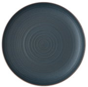 Draufsicht auf einen dunkelblauen Speiseteller mit konzentrischen Kreisen, 27 cm Durchmesser.