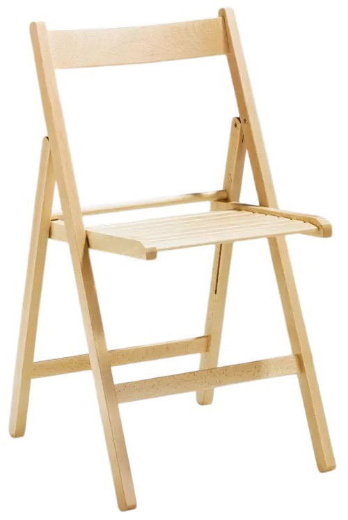 Holzklappstuhl in seitlicher Perspektive