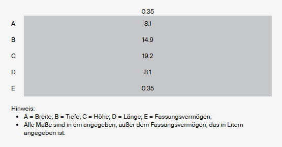 Thermobecher 350ml Bamboo, seitliche Ansicht, Maße: Breite 8.1 cm, Tiefe 14.9 cm, Höhe 19.2 cm, Fassungsvermögen 0.35 Liter