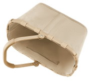 Beige stoffen boodschappenmand met stevige handvatten, gezien van bovenaf.