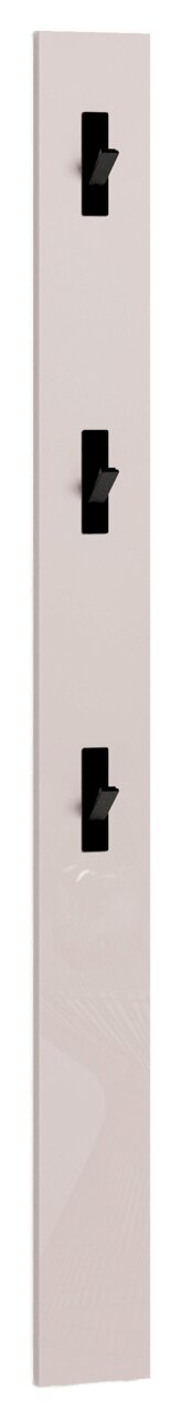 Garderobenleiste mit drei schwarzen Haken, seitliche Perspektive