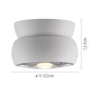 LED-plafondlamp in wit, zijaanzicht, diameter 11-12,5 cm, hoogte 7,3-9 cm