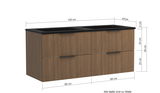 Waschtisch-Set mit zwei Waschbecken, Holzoptik, Frontansicht