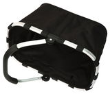 Schwarzer Carrybag mit Aluminiumrahmen, von oben betrachtet.