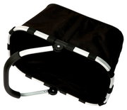 Zwarte draagtas met aluminium frame, gezien van bovenaf.