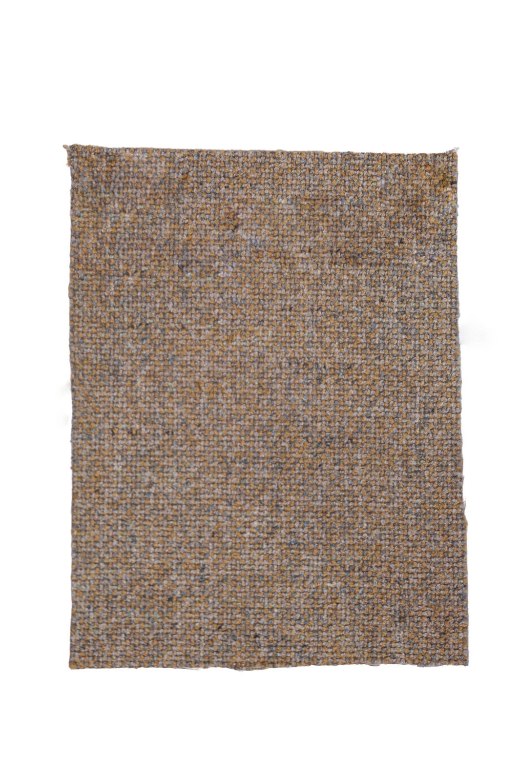 Nahaufnahme eines Stoffmusters in beige und grauen Tönen, verwendet für einen Armlehnstuhl.