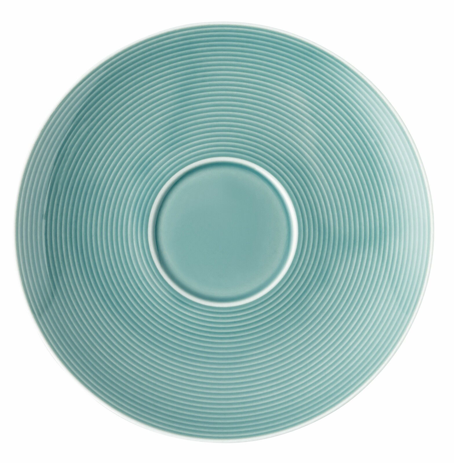 Kombi-Untertasse in Türkis mit gerilltem Design, Ansicht von oben