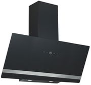 Moderne schwarze Dunstabzugshaube mit schrägem Design, Frontansicht