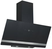 Moderne schwarze Dunstabzugshaube mit schrägem Design, Frontansicht