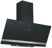 Moderne schwarze Dunstabzugshaube mit schrägem Design, Frontansicht